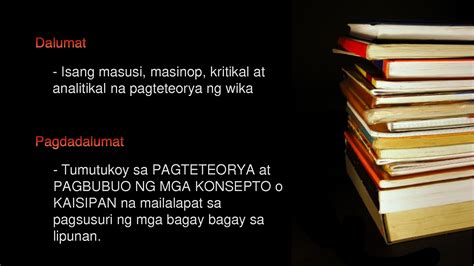 Ipaliwanag <b>ang</b> <b>dalumat</b> kung paano ito gagamitin <b>sa</b> pagaaral. . Ano ang dalumat sa pananaliksik